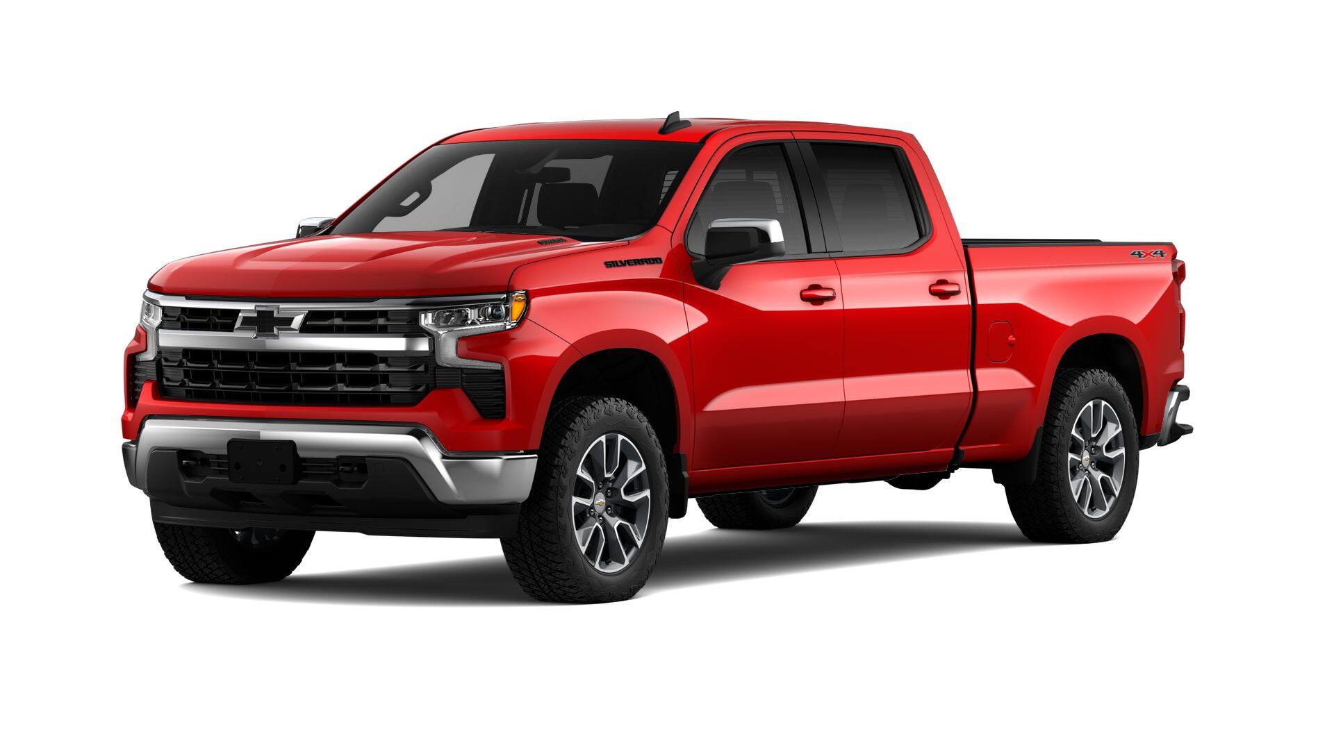 2026 Chevrolet Silverado 1500 LT in Red Hot — front three-quarter view